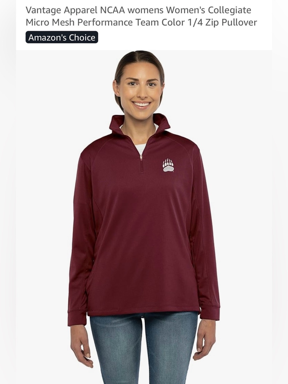 University of Montana- Women's Maroon 1/4 Zip Performance Pullover